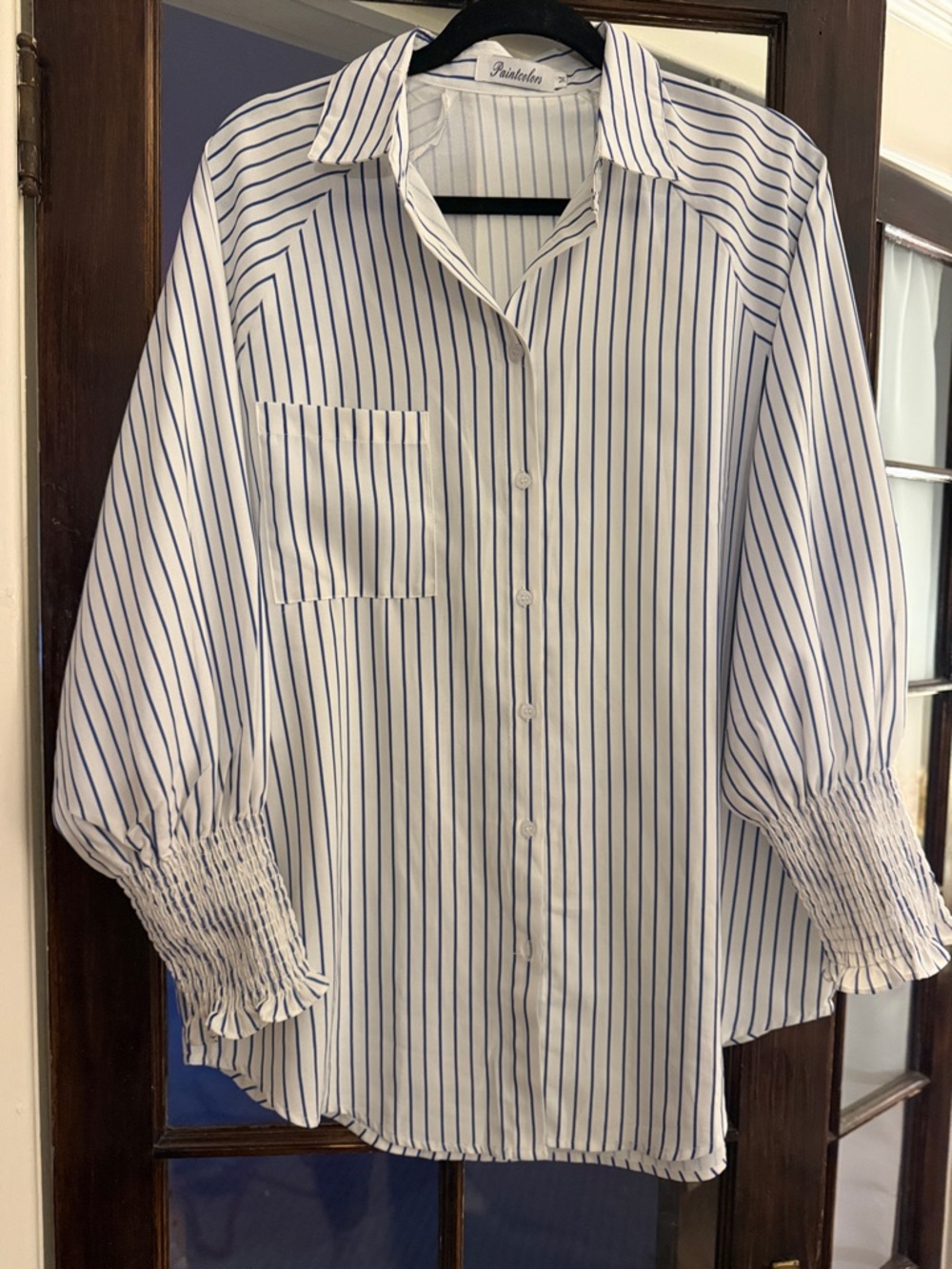 Paired Down White Button-Up with Blue Pinstripes